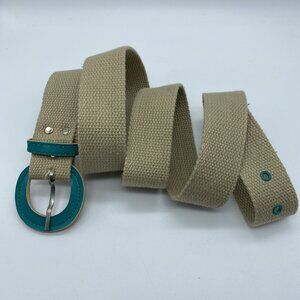 Unbranded Tan Woven Cotton Belt w/ Teal Tabs Women's Size XL RN 37863